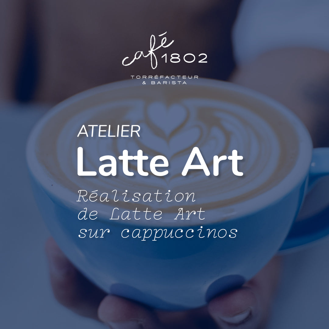 Dépliant pour un atelier autour du latte art chez café 1802
