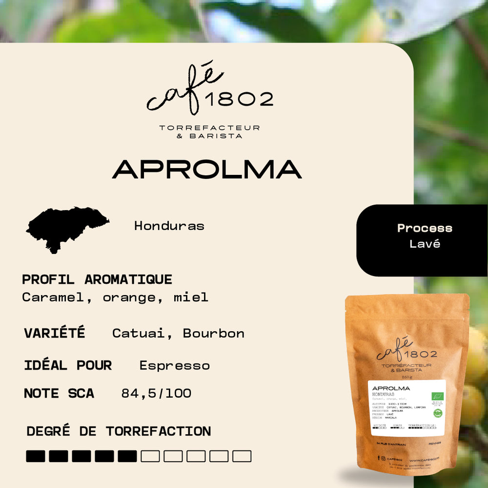 fiche produit du cafe Aprolma idéal pour espresso