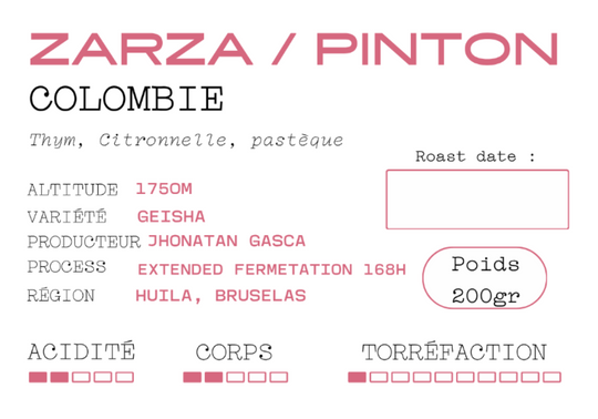 Geisha Pinton -Zarza - Colombie - Extended fermentation