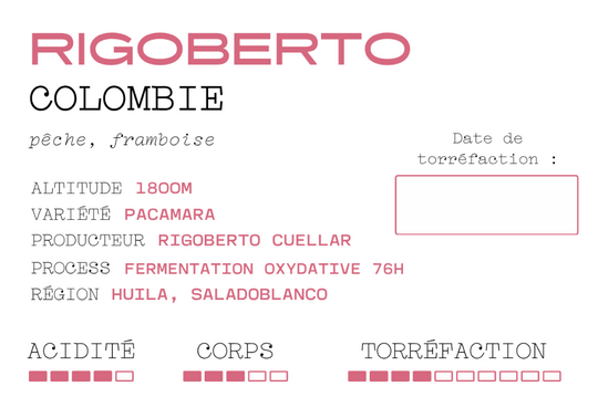 RIGOBERTO - Colombie - fermentation  oxydative
